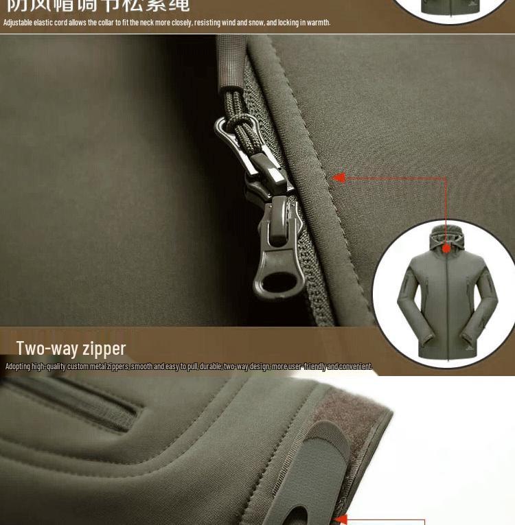 Men's Tactical Softshell Fleece Jacket: Windproof, Waterproof, Outdoor Sports Outerwear.