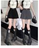 Women's Gray Pleated Skirt Shorts: Summer 2024 High Waist Loose Wide-Leg Hot Pants.
