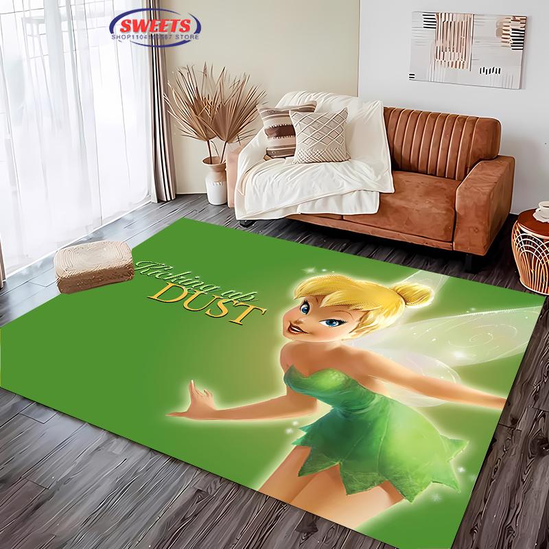 NO.1Cartoon Disney Princess Carpet,Tinker Bell Living Room Bedroom Bed Mat,Comfortable Non-slip Durable Rug,Machine Washable Rug