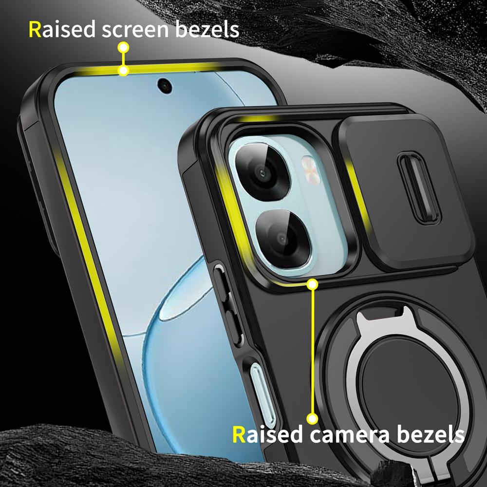 Shockproof Armor Slide Camera Protect Case For OPPO A6 A6X A6S 4G 5G Magnetic Ring Stand Holder Bracket Cover