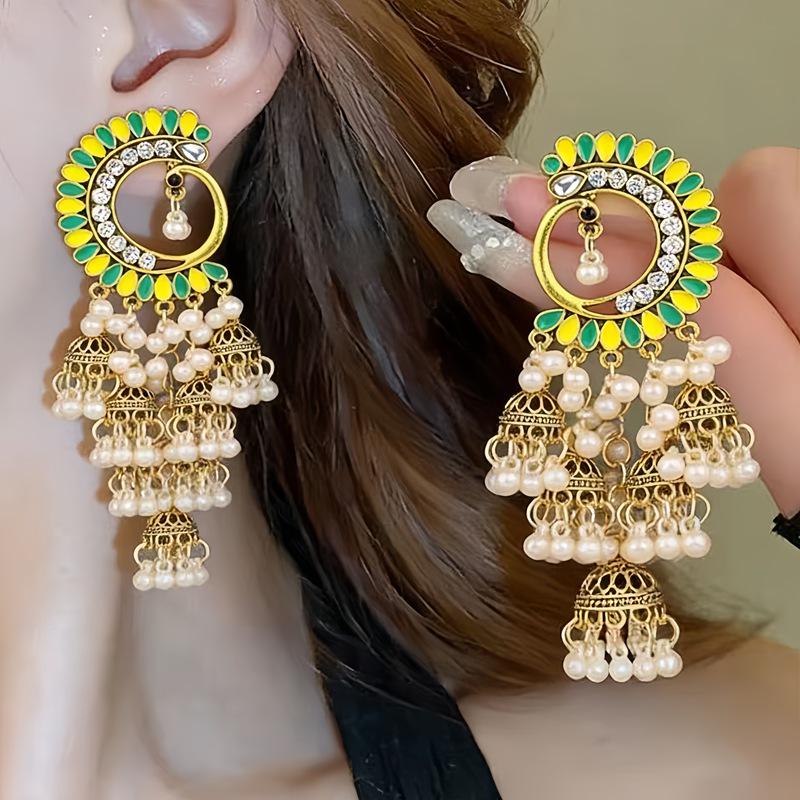 Boho Etnické Náušnice s Tasselom a Zvončekom - Retro, Nostalgický, Elegantný Štýl