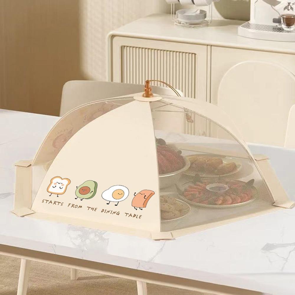 Cartoon Pattern Folded Food Cover Flower Foldable Dining Table Cover Fly-prevent Breathable Meal Leftovers Dustproof Cover