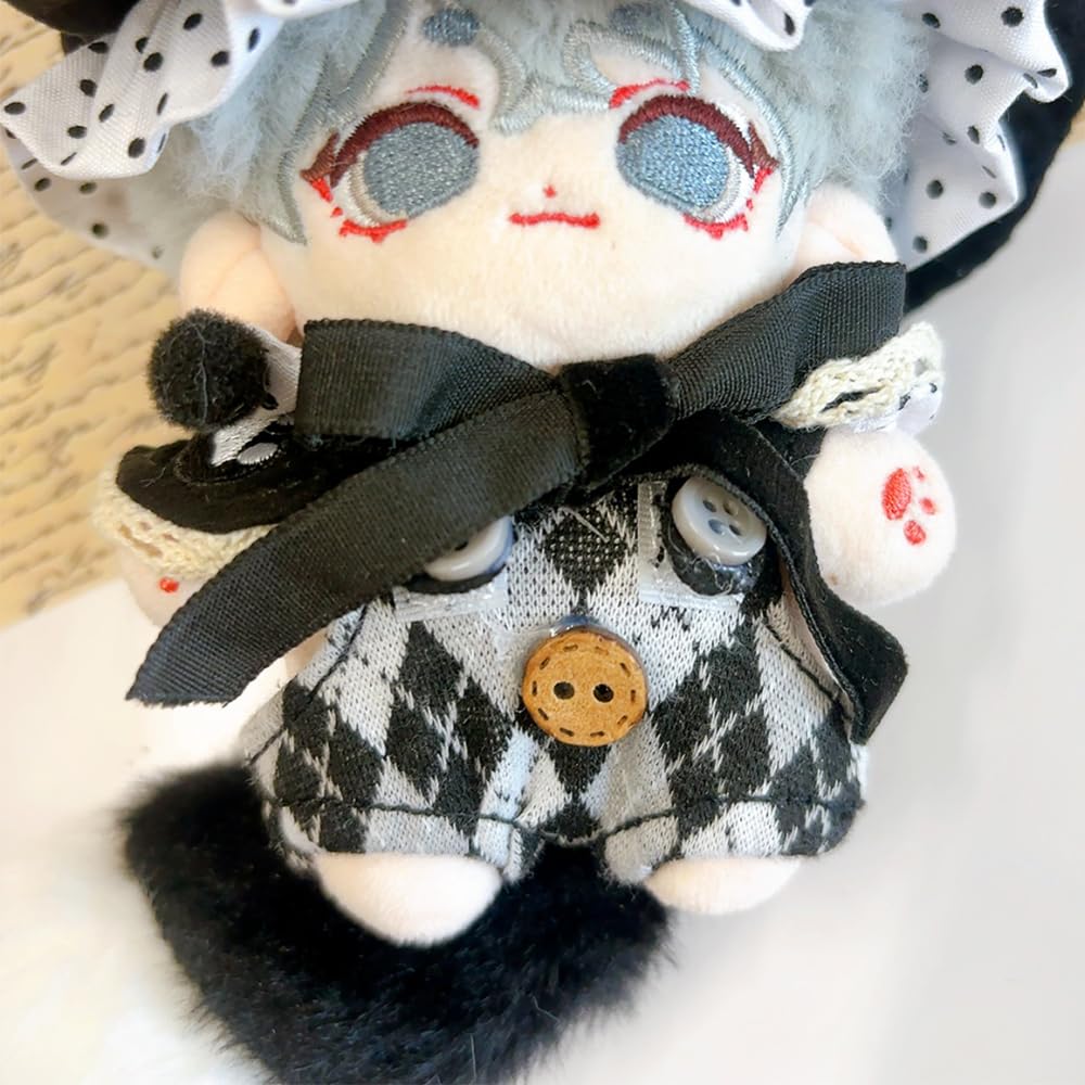 Wizard Plush Clothes [Hat, Tail, Overalls, and Collar Set] for 10cm Doll, Black, Plush Clothes, Kigurumi Accessories, Otaku Activities, Doll, Mascot,