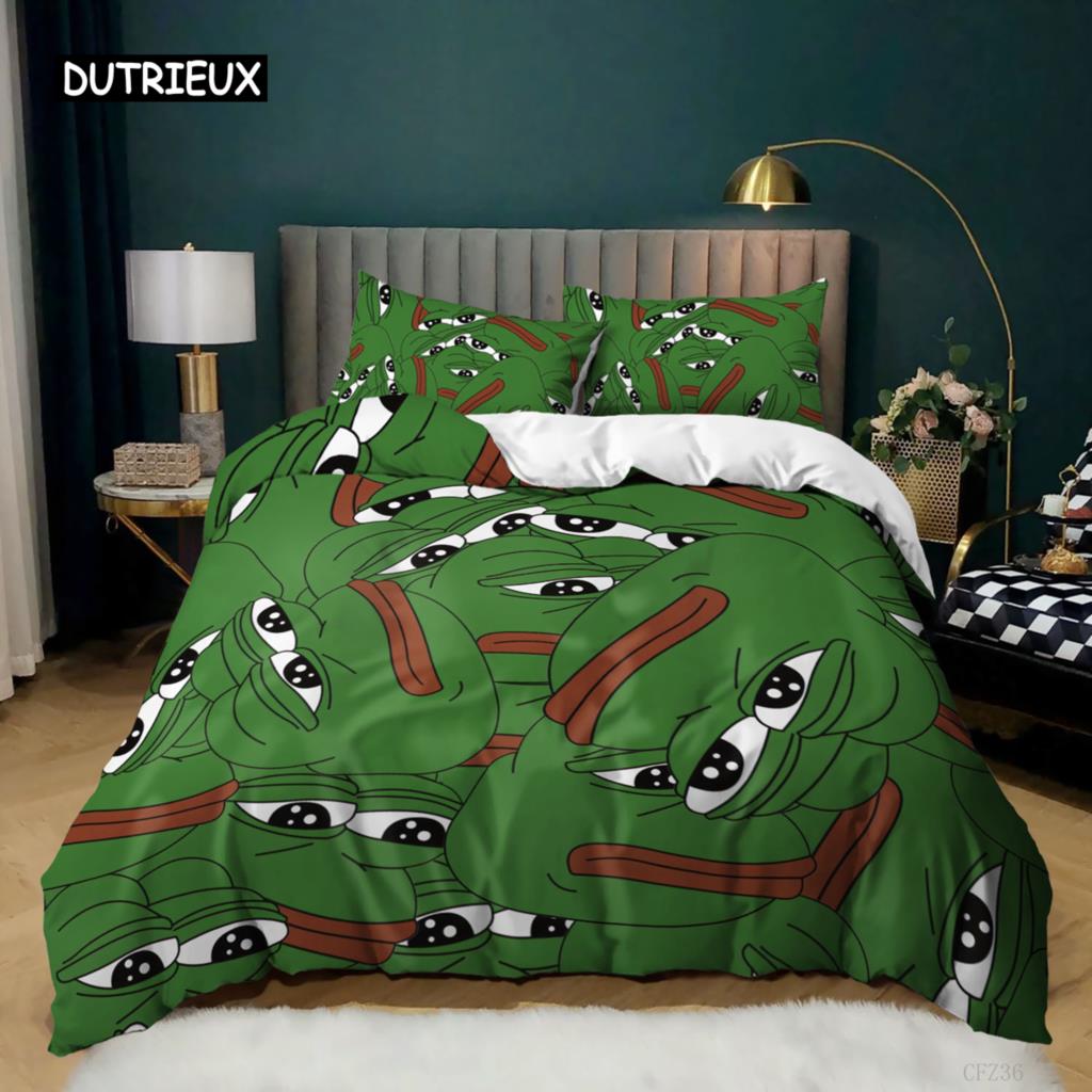 Kikker Dekbedovertrek Set Kingsize Grappige Kikker Tropisch Amfibie Beddengoed Set voor Kind 3D Tropische Natuur Dier Polyester Dekbedovertrek EU single(135x200cm)