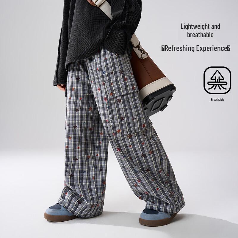 ASK JUNIOR Boys Plaid Star Pattern Casual Pants 150