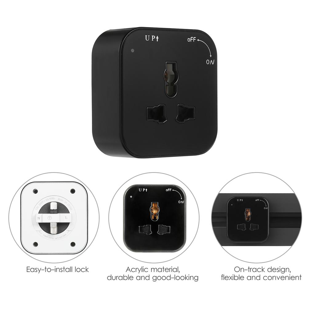 Socket Outlet 3-Pin Track Sockets Power Track Socket Outlet Versatile Electric Mobile Track Socket Power Track Adapter