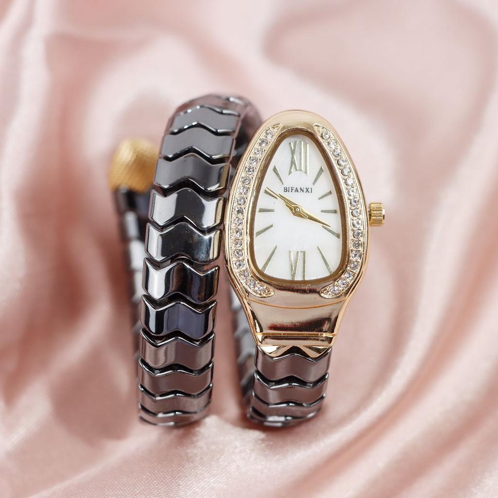 Fashion Black Snake Hot Sell Quartz Watches Women's Full Diamond Steel Strap Watch For Women Bling Unique Luxury Clock Relogio