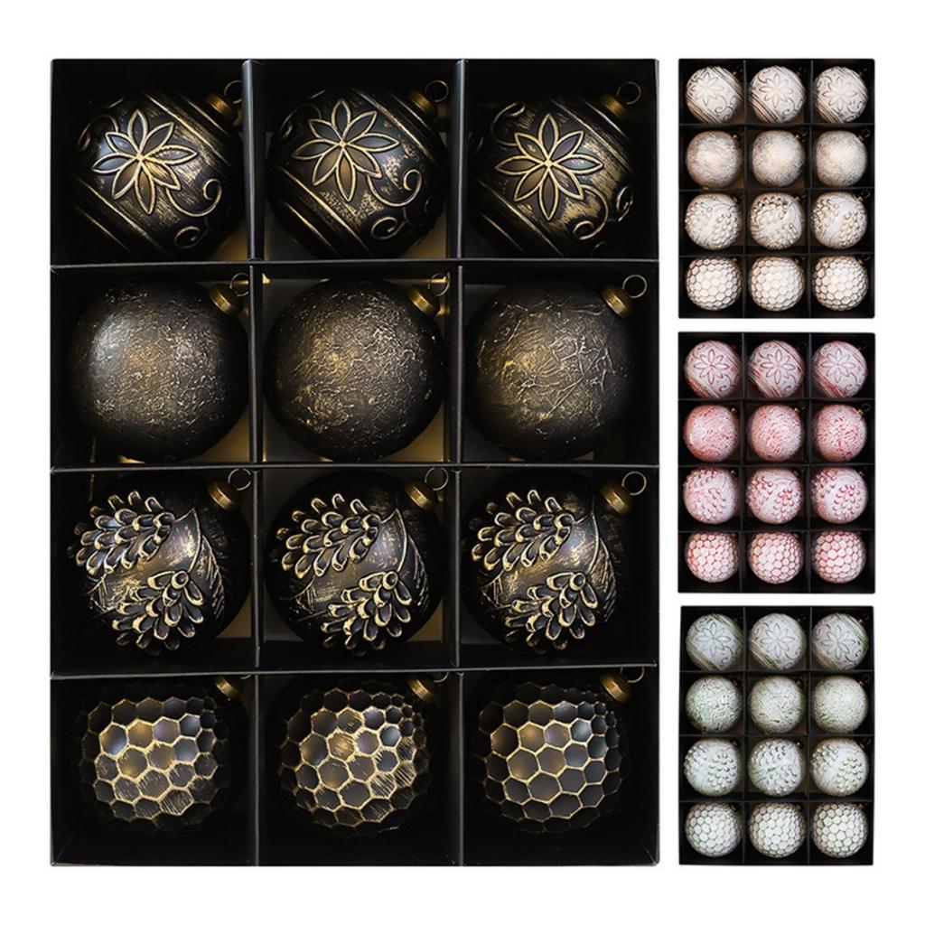 8CM Antique Christmas Ball Set Of 12 Hanging Decorations For Christmas Tree Decoration And Scene Setup