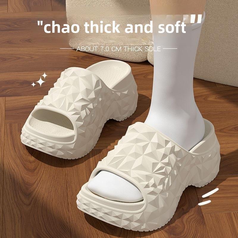 Elegantes Zapatillas de Arrastre Rectas de Fondo Grueso para Mujer, Nuevo Diseño de Diamantes, Zapatos de Playa Antideslizantes de Moda