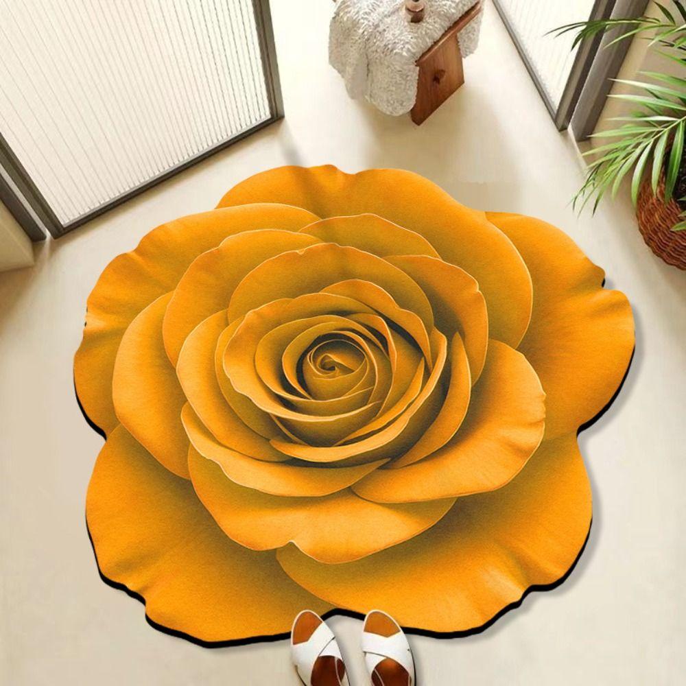Special-shaped Flower Carpet Non-slip Water-absorbent Rose Floor Mat Algae Mud Soft Bathroom Floor Mat for Bedside Cloakroom