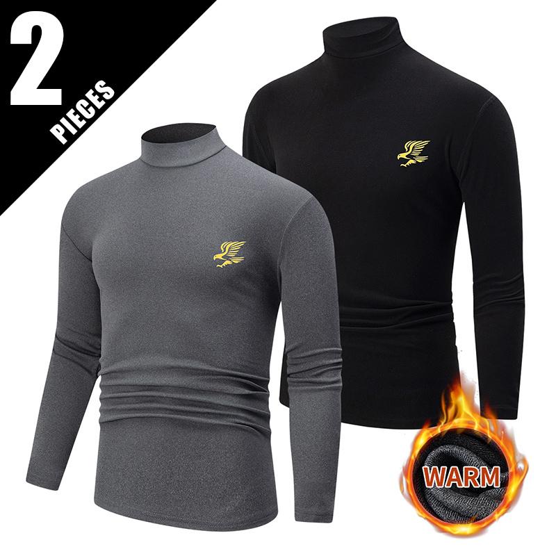 

Men s Autumn/Winter Solid Color Warm Top T-shirt for Teenagers Large Size Comfortable Sports Half High Neck Base Shirt S