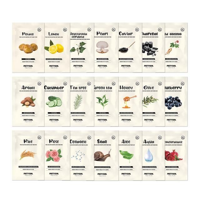 Pretty skin - Total Solution Essential Sheet Mask - 21 Types Blueberry