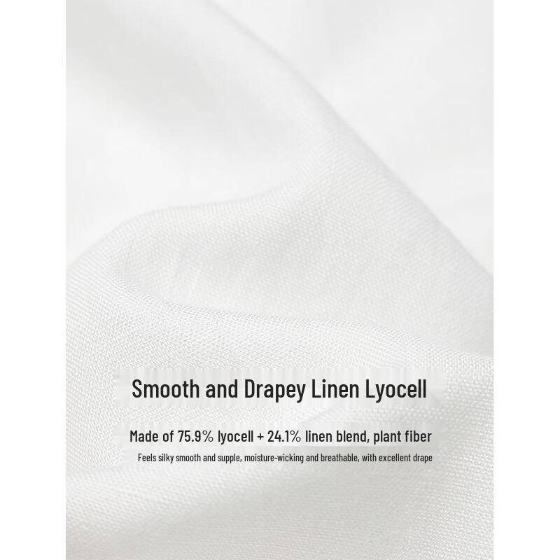 INMAN Women's White Linen Lyocell High-Waist Wide-Leg Pants