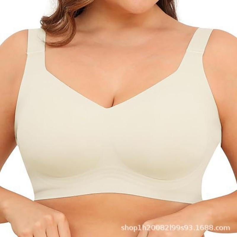 Women Plus Size Seamless Wireless Thin Full Cup Comfortable Bra