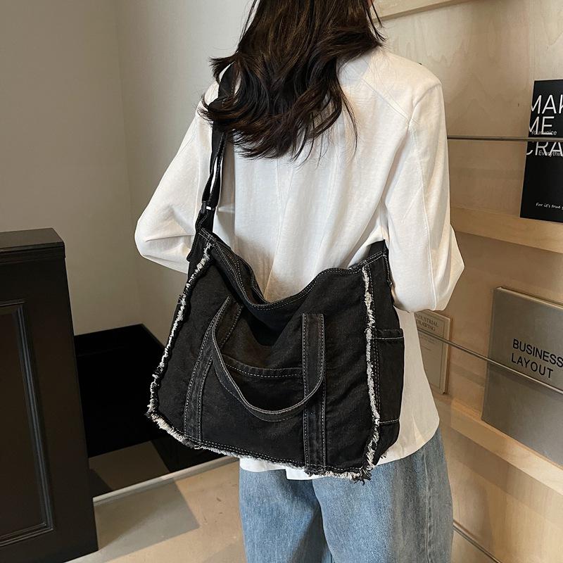 Retro Denim Bag Women's 2025 New Trendy Fashion Casual Tote Bag Large Capacity Shoulder Messenger Bag