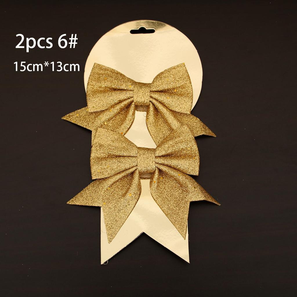 1/2Pcs Christmas Bows Hanging Decorations For Christmas Tree Diy Gold Silver Red Bowknot Pendant For Xmas Wreath New Year