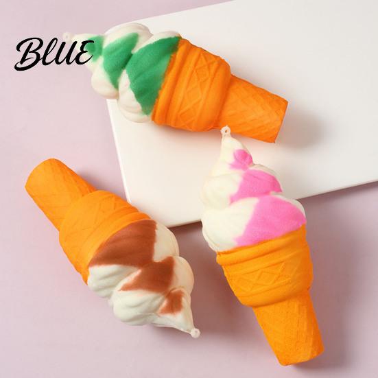 Classroom Stress Reliever Realistic Ice Cream Cone Squeeze Toy Slow-Rising PU Fidget for Relief Eco-friendly Soft Decompression Gadget Kids