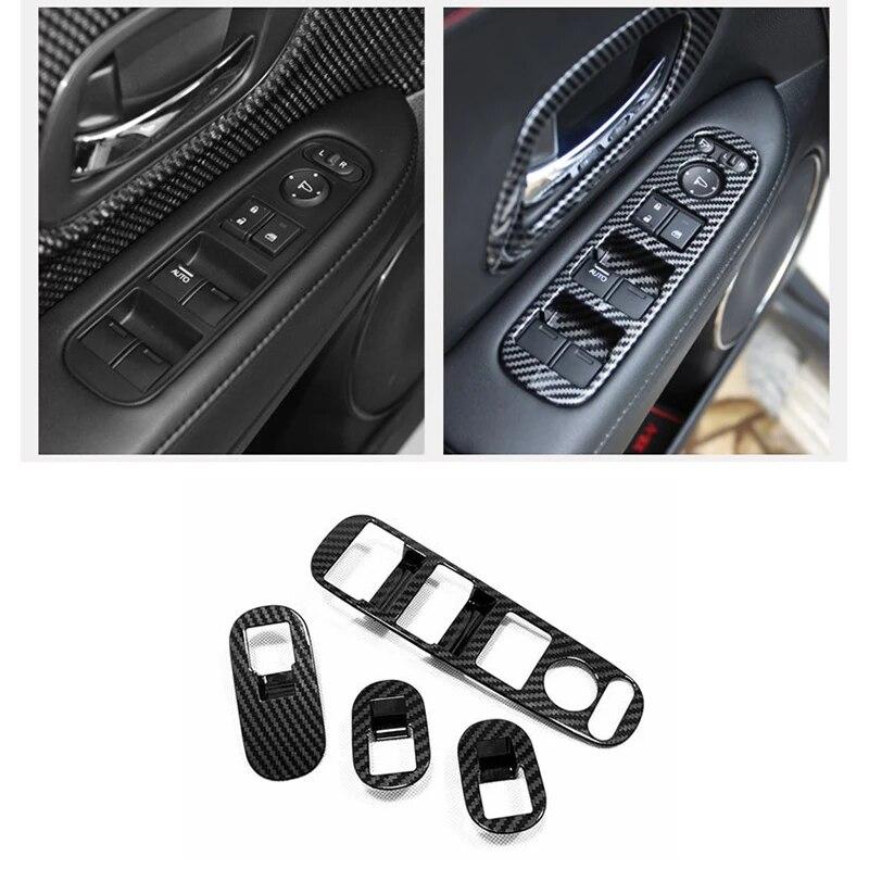 for Honda HRV HR-V VEZEL 2014- Carbon Fiber Door Handle Window Lift Switch Panel Cover Trim Decorator Accessories