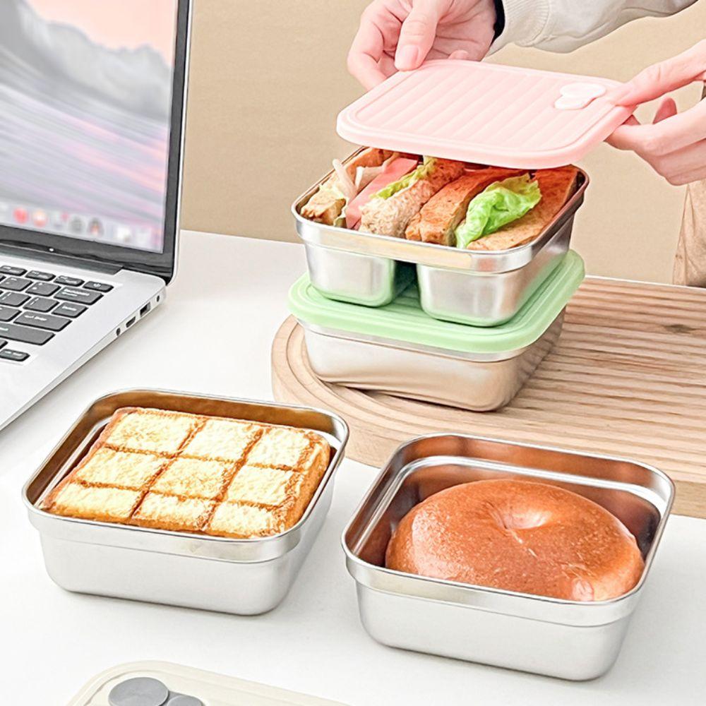 1/2 Grids Stainless Steel Lunch Box Leak Proof Salad Box Food Storage Container Refrigerator