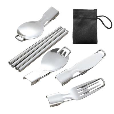 Faltbares Picknickgeschirr-Set Besteck Edelstahl 304 Edelstahl Löffel mit Verpackungsbeutel für Outdoor-Picknick-Reisen