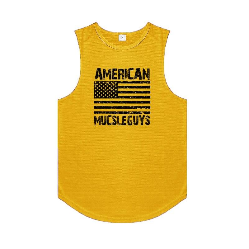 

Muscleguys, летние мужские спортивные жилеты, сетчатые быстросохнущие баскетбольные тренировочные футболки без рукавов, майка для фитнеса, мужская толстовка для бодибилдинга XXL жёлтый