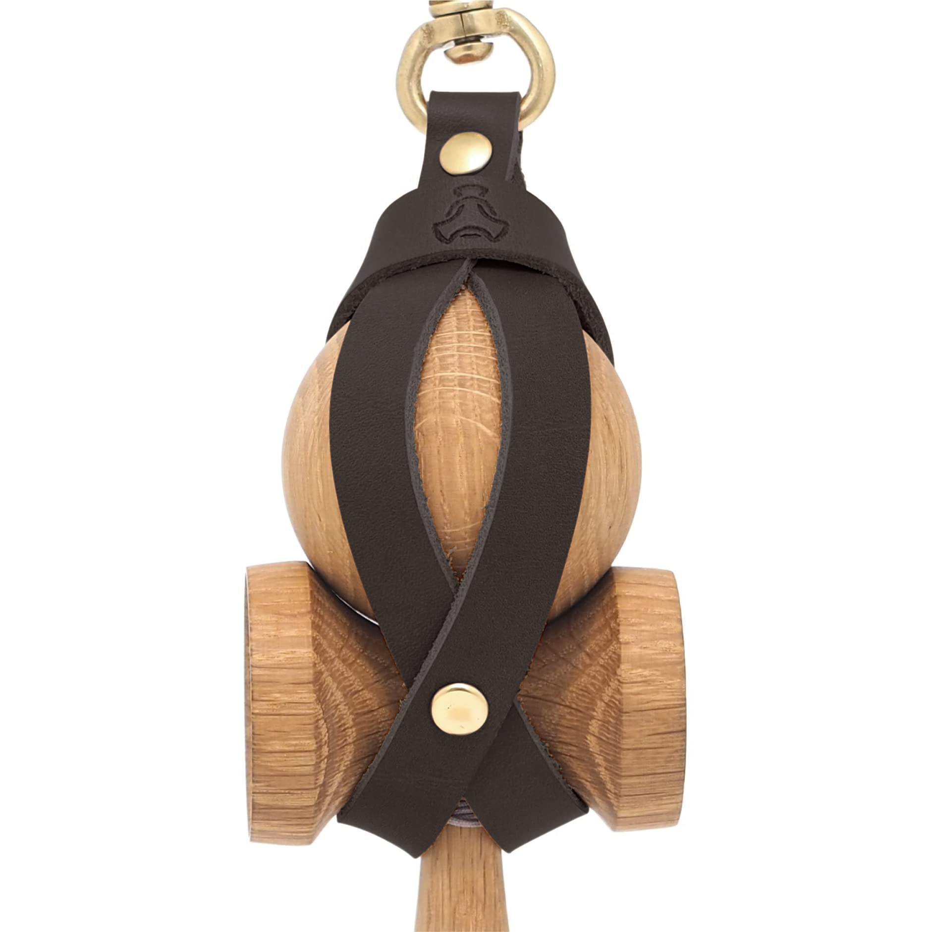 

TOKYO KENDAMA Kendama Genuine Tochigi Leather and Made in Japan Holder, Black, Brass,