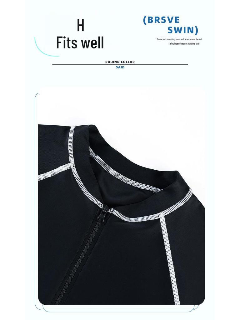 2025 New Boys' One-Piece Swimsuit: Sun Protection & Professional Training Wear for Medium & Large Kids