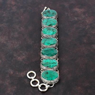 Faceted Zambian Emerald Bracelet Gemstone Vintage Jewelry 925 Sterling Silver Bracelet Handmade Brand New Jewelry Adjustable Chain Bracelet
