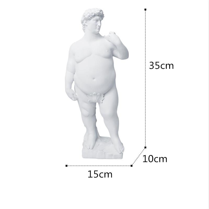 Creativity Resin Figure Sculpture David Obesity Fat David Handicraft Statue Nude Naked Man Body Art Home Decoration Ornaments