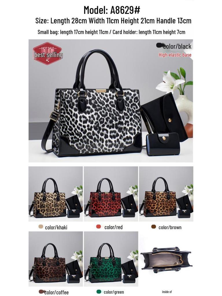 High-End Women's Leopard Print Crossbody Bag Set - Light Luxury, Large Capacity Commuter Style