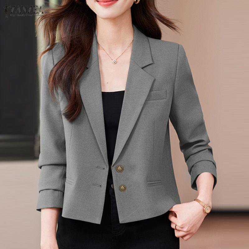 ZANZEA Dámské ležérní límec s dlouhým rukávem, tenký kardigan sako