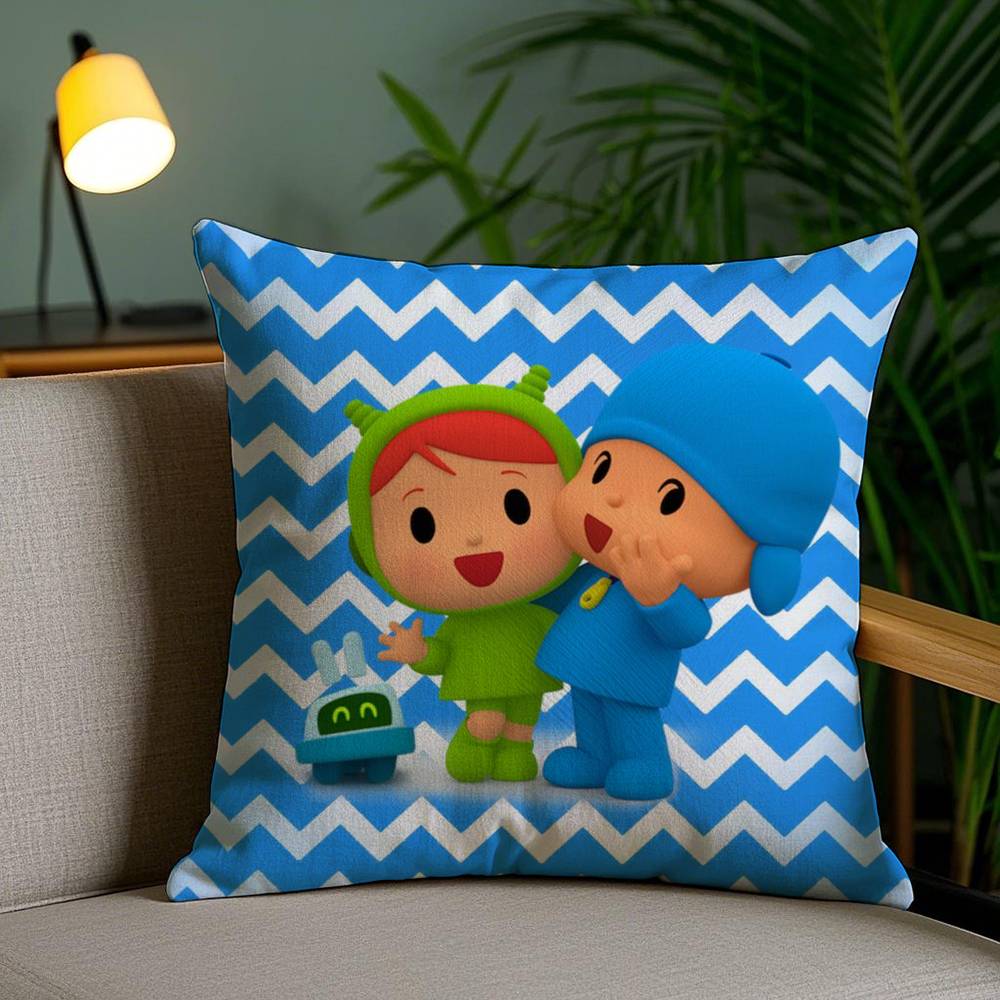 Cartoon Cute P-Pocoyo Pillow Case Sofa Short Plush Double-sided HD Printing Room Home Office Gift Cushion Cover