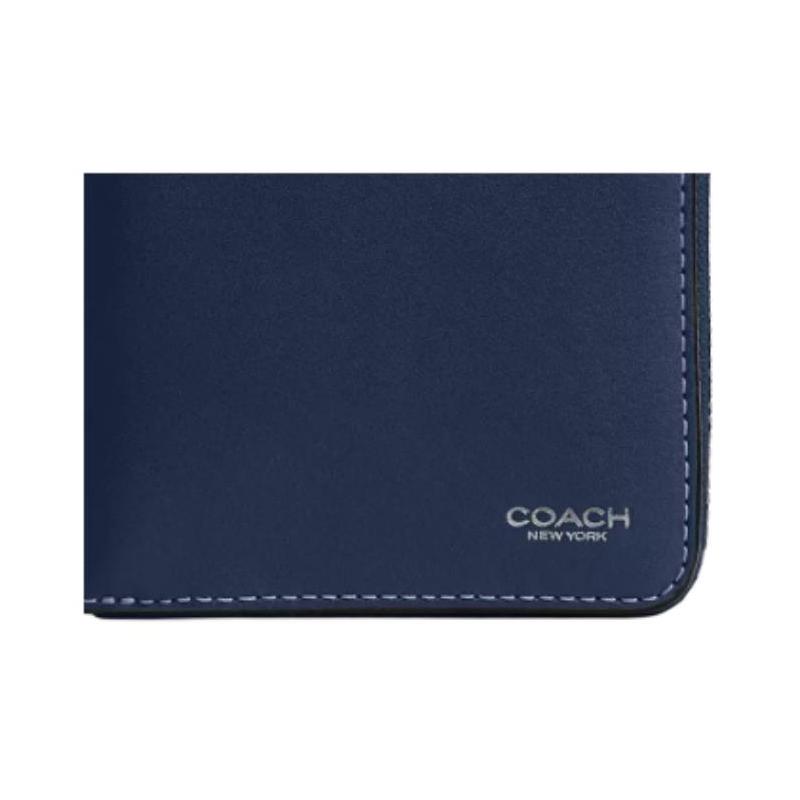 Coach 11 Brand Letter Logo Zipper Closure Leather Coin Purse Mini Men's Dark Blue Dark Blue