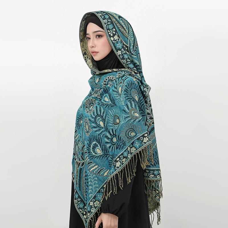 Cashmere Feeling Paisley Scarf for Women Pashmina Shawls Tassel Hijab Head Wrap Femme Winter Scarves Foulard Bufanda