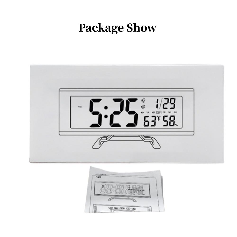 Battery Powered Large Digital Alarm Clock with Backlight Temperature Humidity Date Snooze Table Clock Dual Alarm12/24H LCD Clock