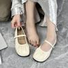 French Silver Evening Mary Jane Women's Shoes 2025 Spring and Autumn New Flat-bottomed Pleated Ballet Grandma Shoes Single Shoes