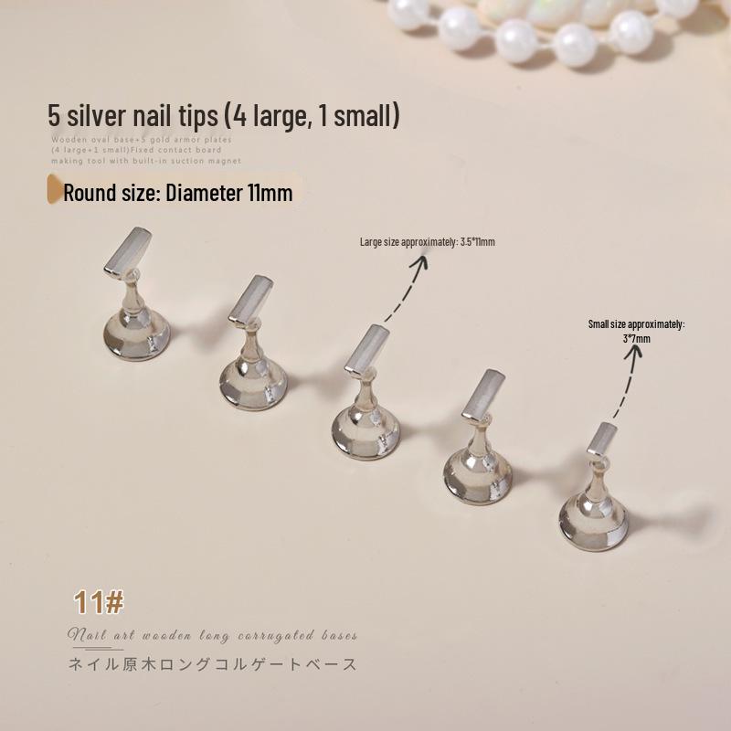 Minimalist Wooden Nail Art Practice Base & Wearable Metal Finger Holder