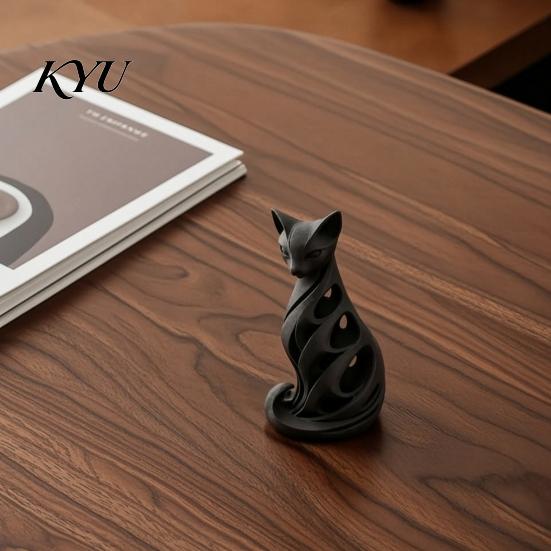 Modern Indoor Decorations Spiral Cat Sculpture Resin Ornament, Creative Twisted Statue, Artistic Decorative Ornaments Desktop Decor for Home