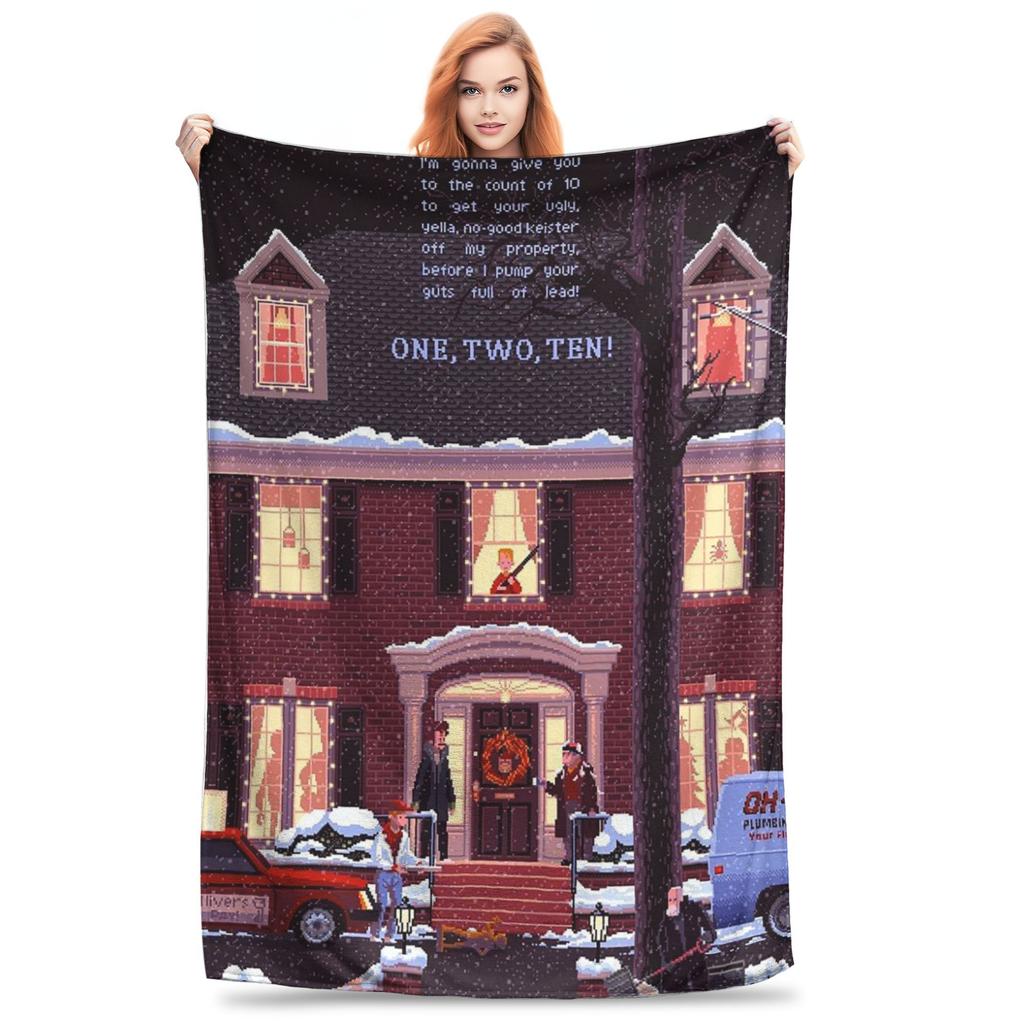 Flannel Throw Blanket Home - Comedy Film Home Alone Funny Warm Plush Blankets Soft Bedding for Bed Living Room Home Travel Couch