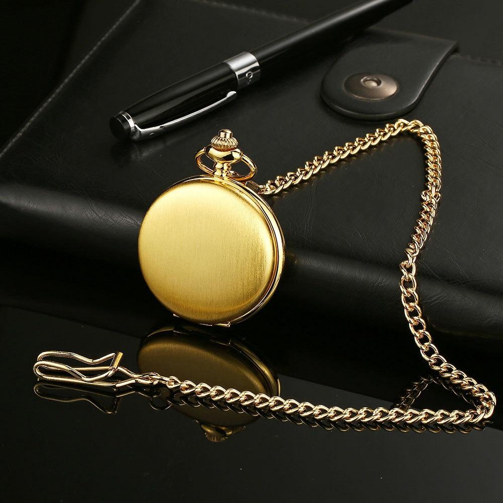 Pocket Watch Smooth Laser Logo Lettering Retro Flip Two-sided Light Quartz Pocket Watch Boshiya Casual Pocket Watch