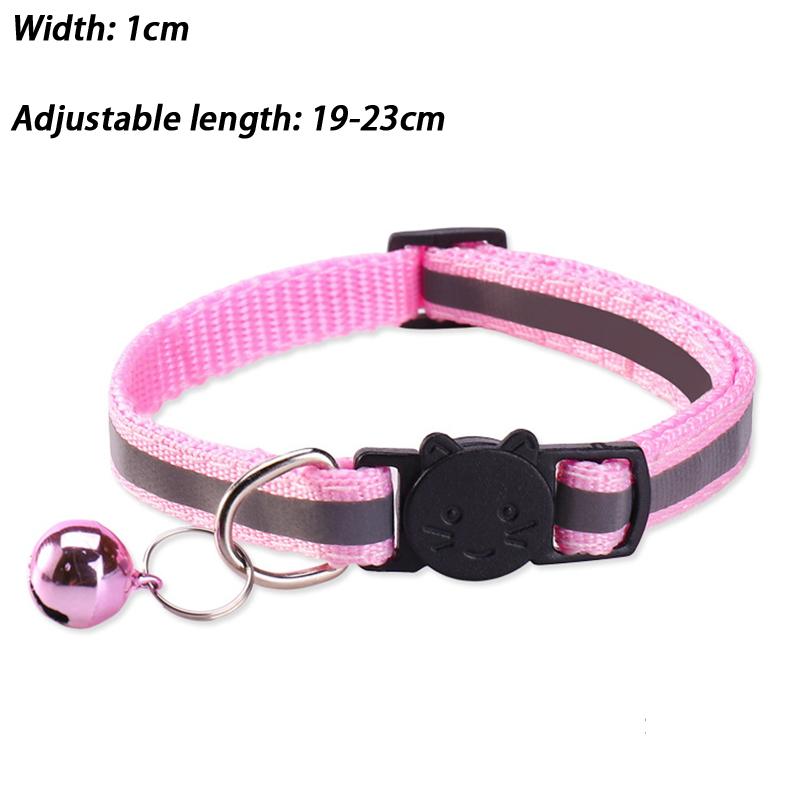 Pet Collar Reflective Safety Buckle Collar Bell Round Ear Cat Dog Collar Glowing Collar