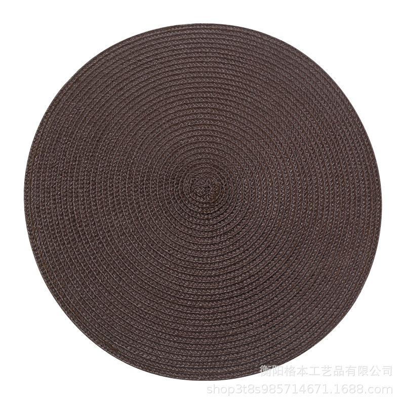 PP material woven placemat round heat insulation mat dining table western food non-slip mat nordic wind fruit plate coffee cup mat