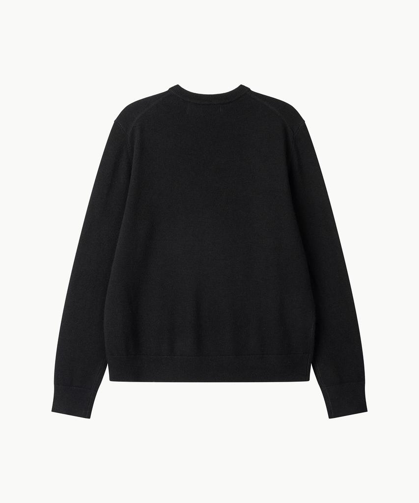 Leondi Fine Merino Wool V-Neck Knit - Black