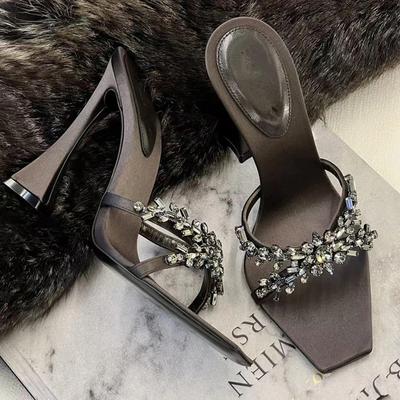 Crystal High Heels Slippers Women Elegant Dress Shoes Fashion Sexy Sandals  Summer Beach Flip Flops Luxury New Mujer Slides