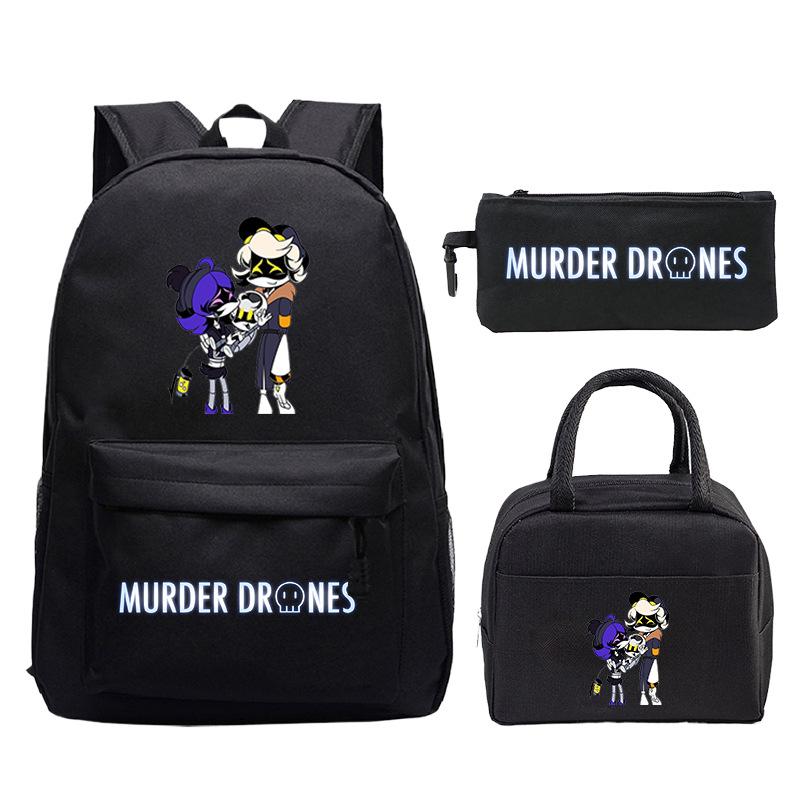 Murder Drones Cartoon Printed Children's Backpack Set Student School Bag Lunch Bag Casual Pencil Bag