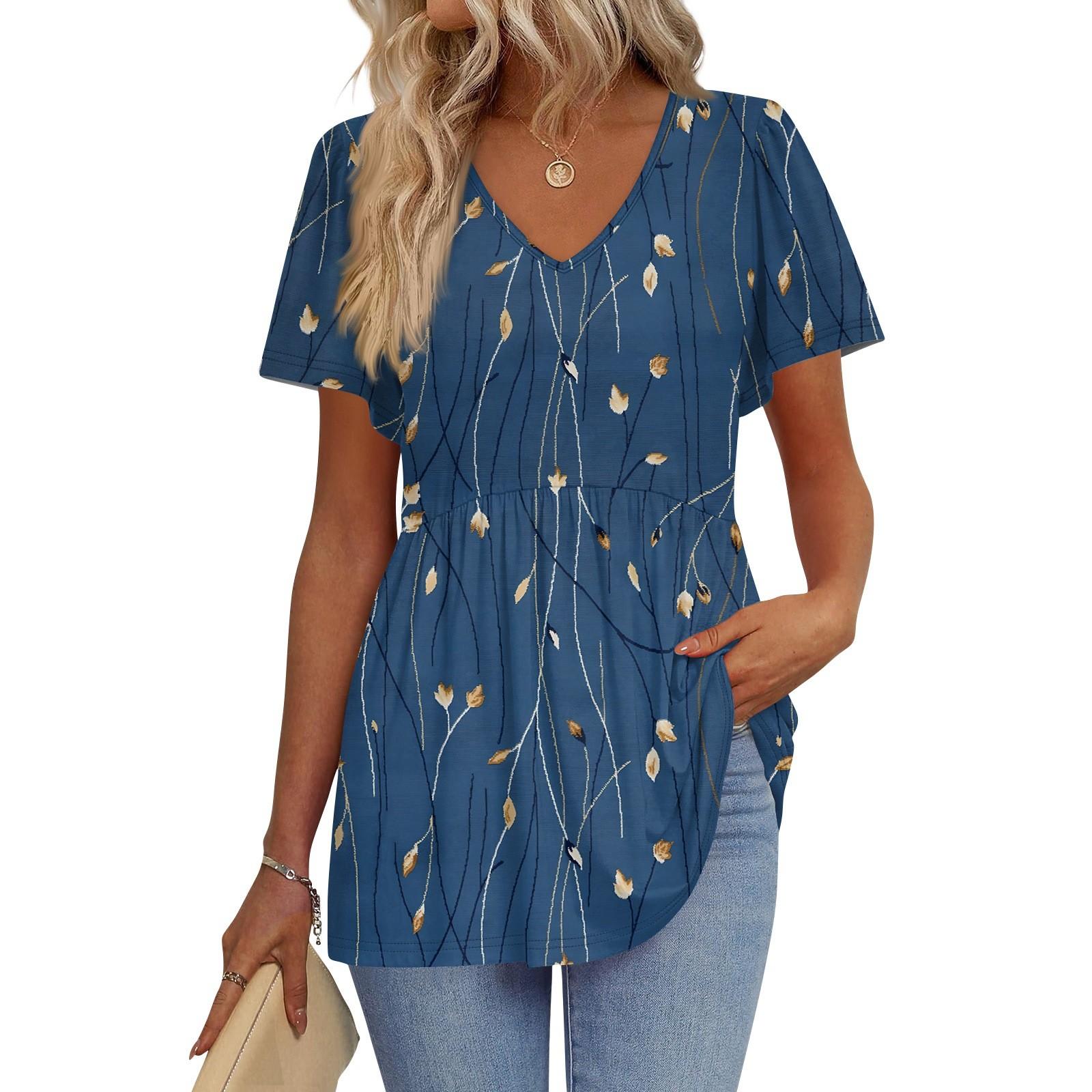 

Жіночі сорочки з короткими рукавами-рюшами, повсякденні вбрання, трендова футболка-топ XXL