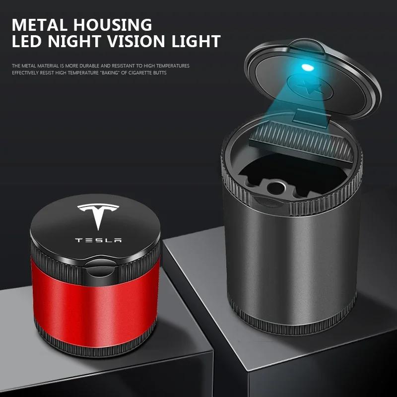 Autoaufkleber Tesla Auto Zigarettenaschenbecher Becher mit Deckel Tragbarer Abnehmbarer Fahrzeug Aschenbecher Halter Box Für Tesla Model 3 Model S Mo