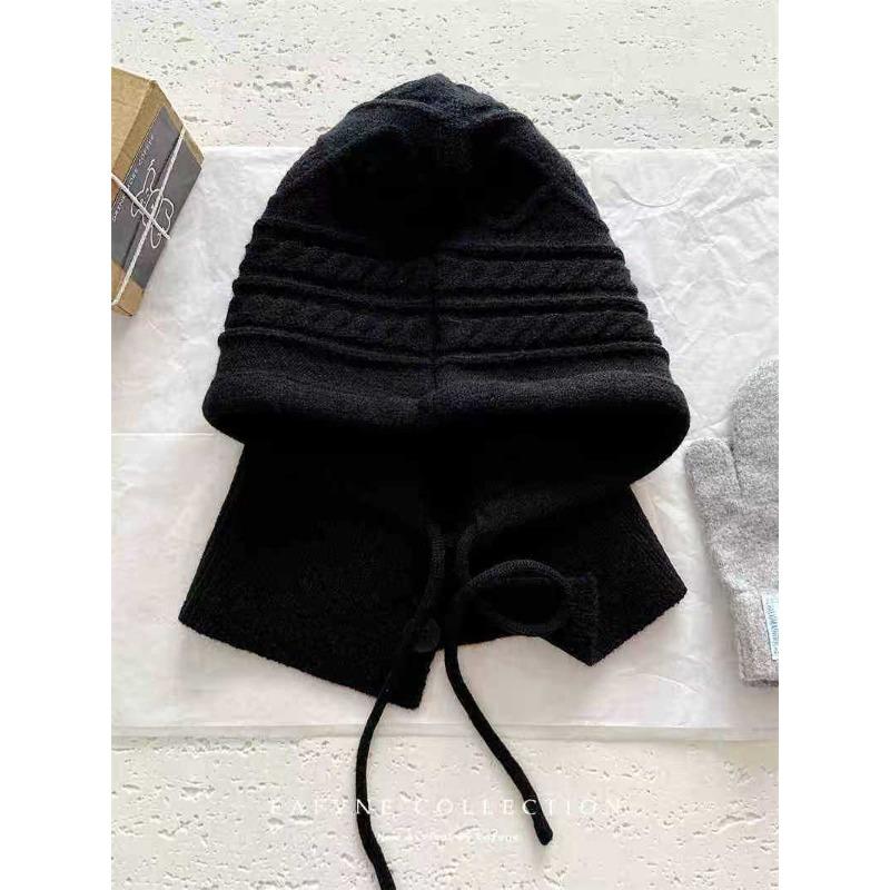 Winter Scarf Gloves Hat Fashionable Red Neck Protection Autumn Integrated Barak Knitted Raffle Hat Warm Wool