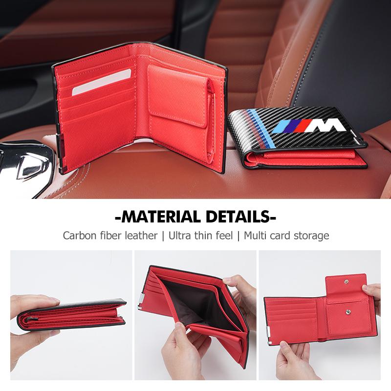 EYAG3 For BMW Car Carbon Fiber Wallet Passport ID Card Storage Bag Coin Purse E70 E91 E30 G30 E53 M3 M5 X6 X4 X7 E92 E93 X1 X3 X5