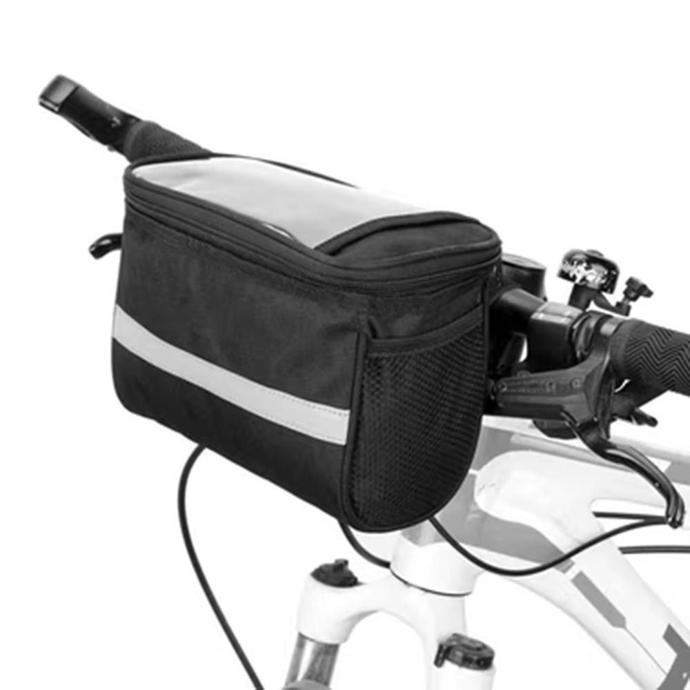 Bicycle Front Handlebar Bag Multifunction Large-capacity Waterproof Outdoor Cycling Phone Mount Bags Reflective Strip Zipper Bag